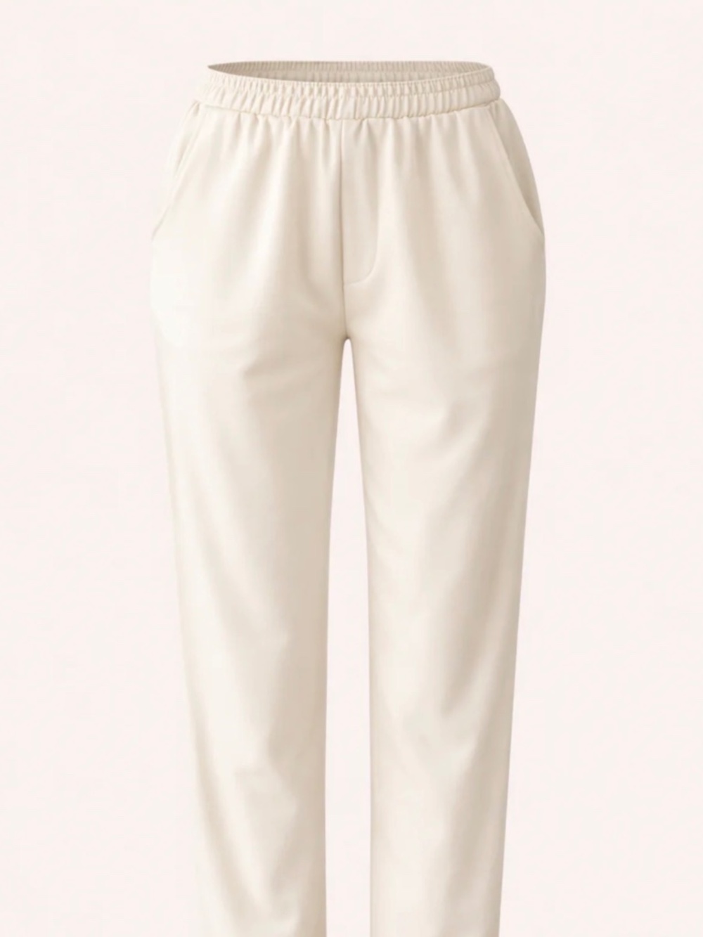 Cream Fitted Elastic Waist Pant NWT Large